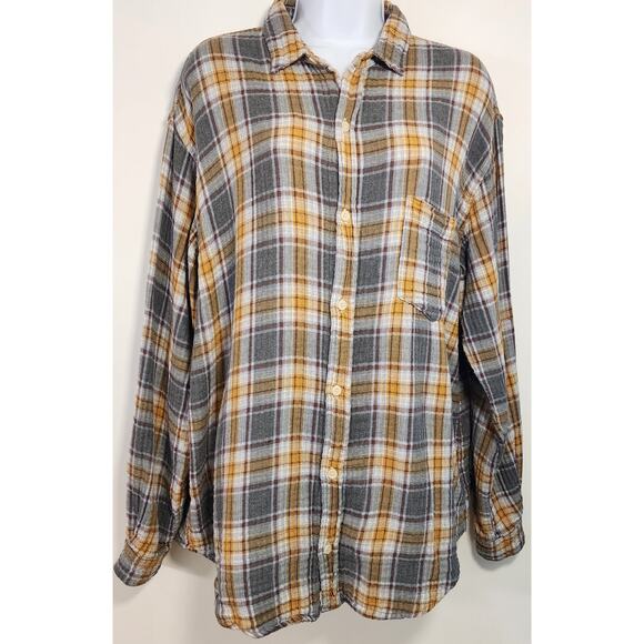 free people x cp shades Tops - Free People x CP Shades Y2K Plaid Flannel Shirt L USA Cotton L